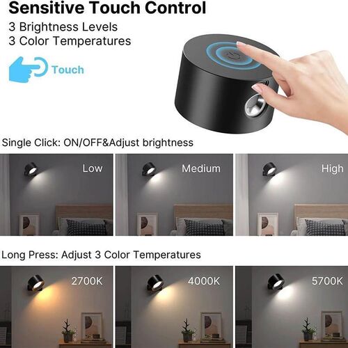 LED Wall Sconces light, 3 Brightness Levels 3 Color Modes Wa