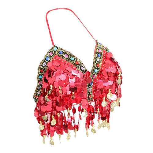 Womens Belly Dance Sequin Beaded Bra Top Samba Dancing Cost