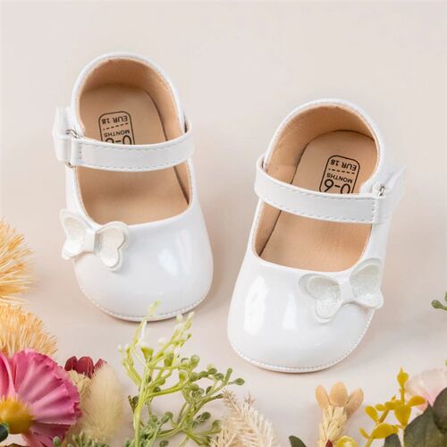 KIDSUN Baby Shoes Newborn Girl Princess PU Toddler Shoes Bow