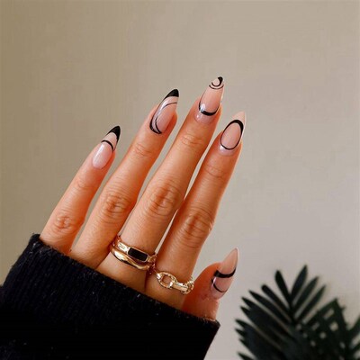 24Pcs/Set Blue Sky White Cloud Pattern Design False Nail Fre