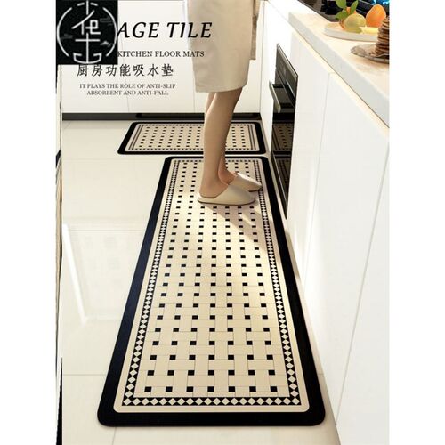Kitchen waterproof floor mat wipes leave-in carpet 厨房地垫