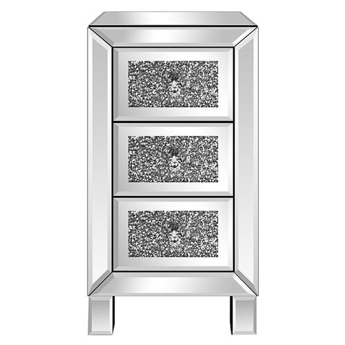 Mirror Surface Nightstand Bedside Table Cabinet With Diamon