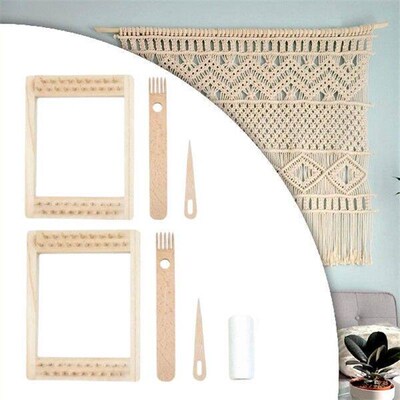 Wooden Weaving Looms Kit Mini 7.87inchx5.91inch Portable