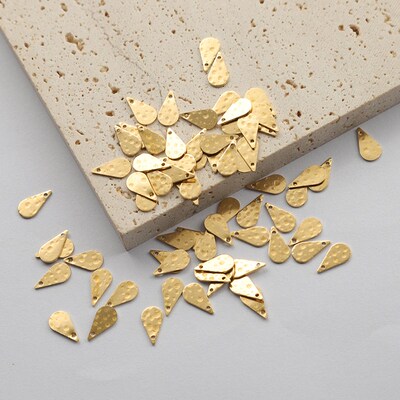 100pcs Wholesale Raw Brass Hammered Tiny Waterdrop Charms fo