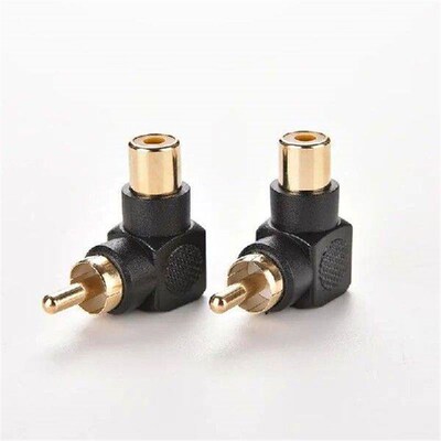 1PC Black Right Angle RCA Male to Female Adapter 90 Degree