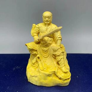 崖柏黄杨木雕祖师真武帝君像 祖师爷神像 玄天上帝汽车摆件保平安