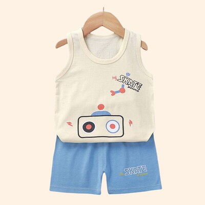 Children Sets Kids Clothes Boys Girls Vest Suit  Summer Chil