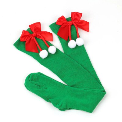 2023 Women Over Knee Socks Christmas Diagonal Striped Christ