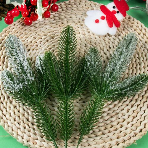 10pcs Artificial Pine Branches Green Leaves Needle Fake