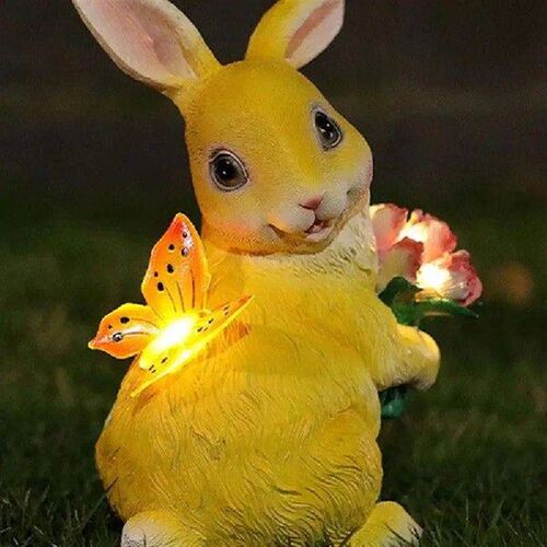 Bunny Solar Lights Pathway Animal Sculpture Garden Outdoor