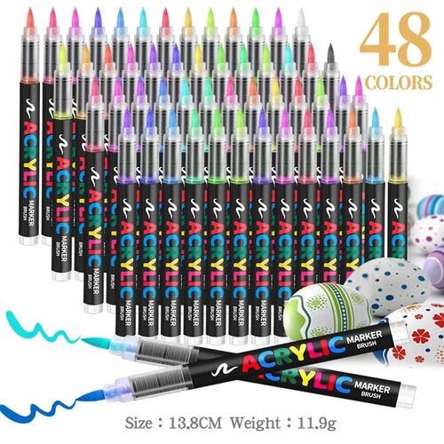 12/24/36/48 Color Acrylic Paint Pen Markers Brush Tip Paint