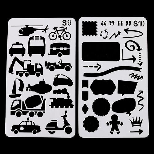 24pcs/set Journal Borders Drawing Template Ruler Stencil跨境