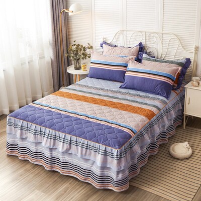 Double Lace Padded Bed Skirt One-piece Scrub Matress Protect