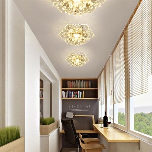 Modern LED Crystal Glass Ceiling Light Flower Shape Colorful