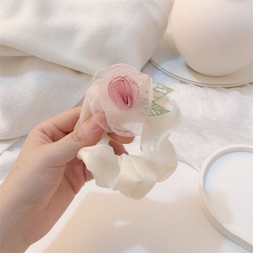 Mesh Camellia Flower Elastic Hair Band for Women Stylish Pon