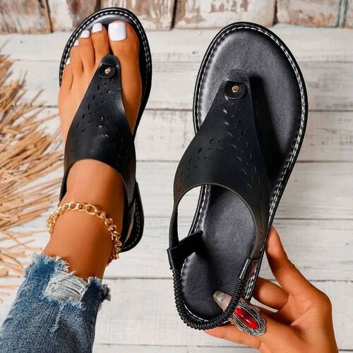 Sandals Women Large Size Hollow Toe Clip Flat Sandals for