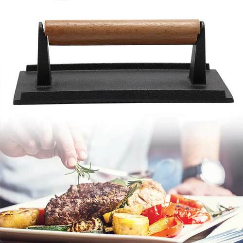 Kitchen Heavy Cast Flat Iron Steak Weight/Bacon Press with