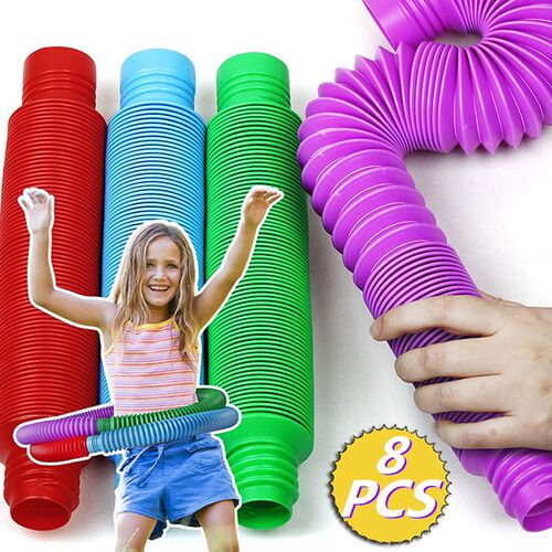 8Pcs Tubes Sensory Toy Fidget Sress Relieve Squeeze Toys Str