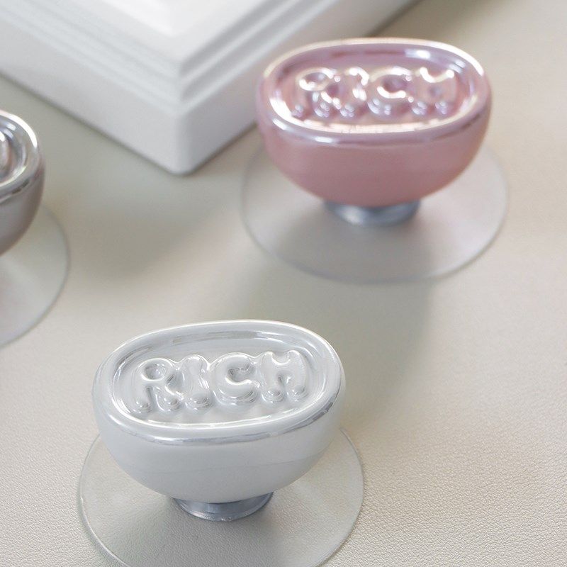 法式个性钱币柜门拉手免打孔高档衣柜柜子抽屉把手无痕免钉贴椭圆