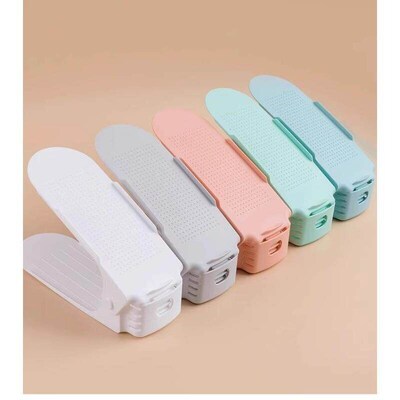 Shoe organizer rack, double-layer adjustable shoe storage, s