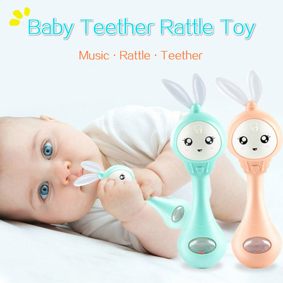 Baby Music Flashing Rattle Toys Rabbit Teether Hand Bells Mo