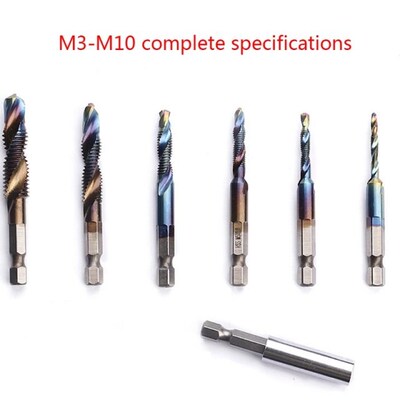 7pcs/set M3-M10 Hex Shank Blue Coated Screw Thread Metric Co
