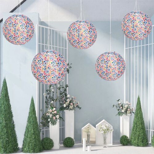 12 inch Printed Waterproof Nylon LED Round Lantern Hanging f