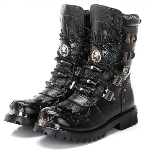 Winter Men Motorcycle Boots New Fashion Mid-Calf Punk Rock P