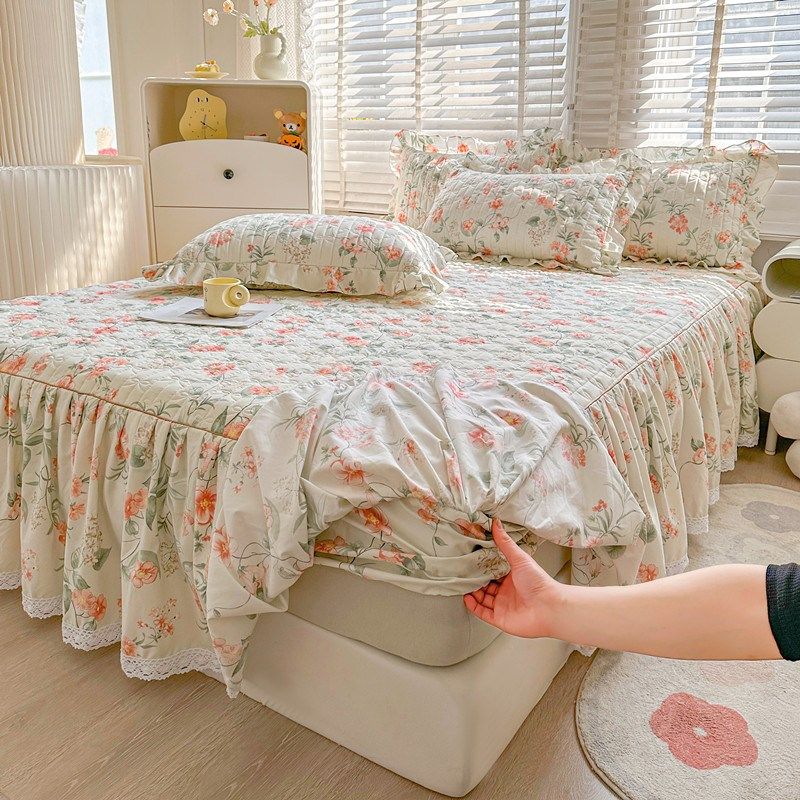 防滑床笠式床裙四件韩式清新碎花加厚夹棉床罩件2米床被,床上用品,床品套件/四件套/多件套,淘宝优惠券,粉丝福利购,淘宝优惠卷