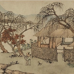 沈周柴桑隐如图临摹国画真迹复制明代古画文人山水幅画芯装饰画