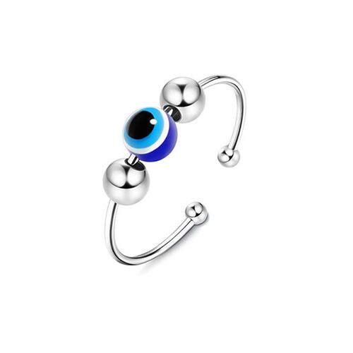 Lucky Turkish Evil Eye Ring For Women Open Rainbow Crystal E