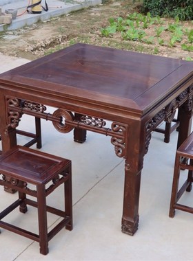 老旧家具八仙桌老方桌实木榆木农村老中堂旧桌子民俗怀旧老物件