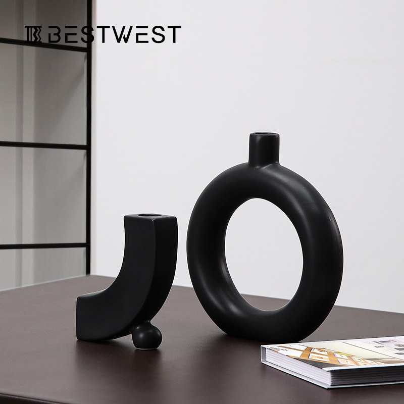 黑色花瓶创意陶瓷花瓶酒柜电视柜书房书架样板间装饰摆件软装饰品,家居饰品,花瓶,淘宝优惠券,粉丝福利购,淘宝优惠卷