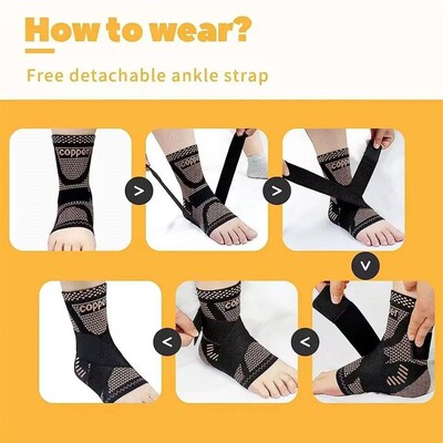 GOBYGO Adjustable Copper Compression Ankle Support Sleeve  S