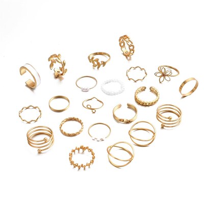 IFMIA Punk Ring Set 19Pcs for Women Vintage Adjustable For