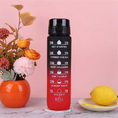 1000ml Motivational Water Bottle with Handle Frosted