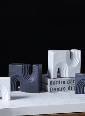 创意几何拱门U形陶瓷工艺品书挡摆件玄关展示柜酒柜电视柜装饰品