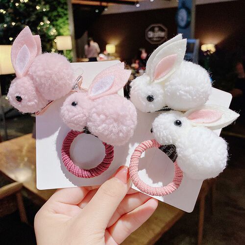Elastic Fashion Rabbit Hairband Cute Ball Tie Ring Rope Bunn