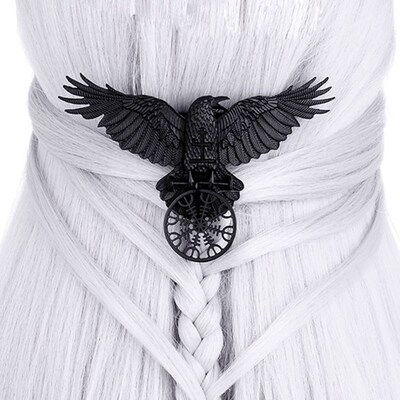 Unique Viking Black Oversized Crow Hair Clip Accessories For