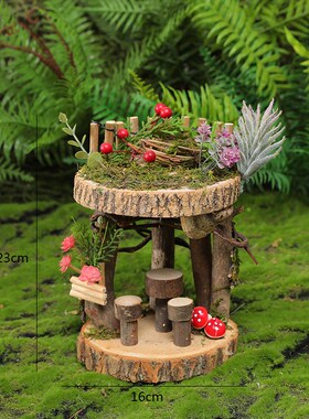 幼儿园创意个性小号摆件可爱垂吊秋千迷你亭子桌椅小动物装饰布置