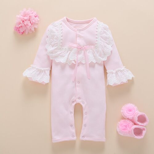 Newborn Baby Girl Clothes Fall Cotton Lace Princess Style Ba