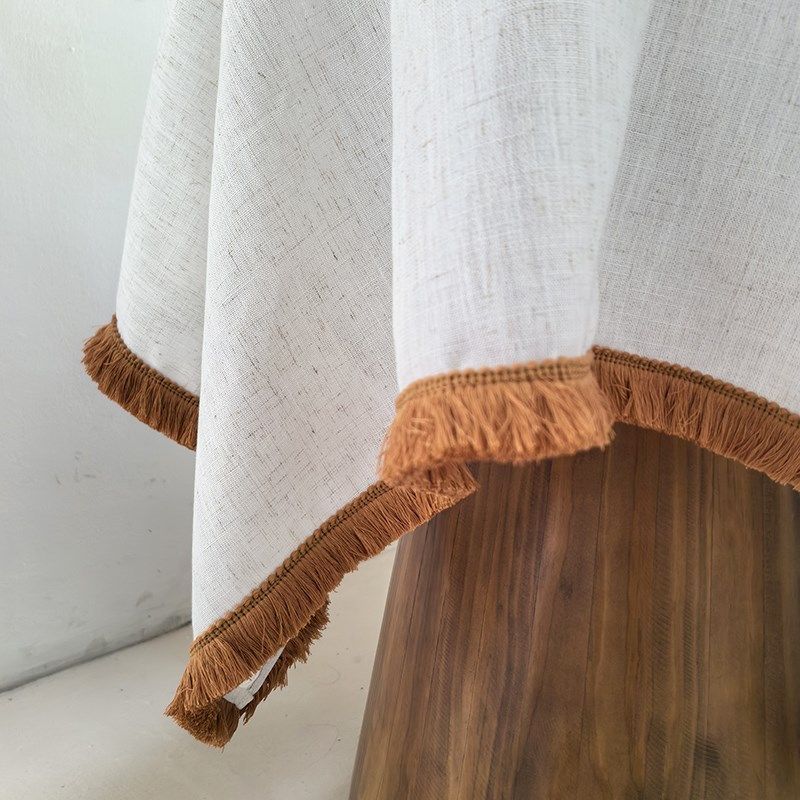 棉麻桌布白色法式复古圆桌布高级感茶几餐桌垫台布柜子亚麻盖巾,居家布艺,桌布,淘宝优惠券,粉丝福利购,淘宝优惠卷