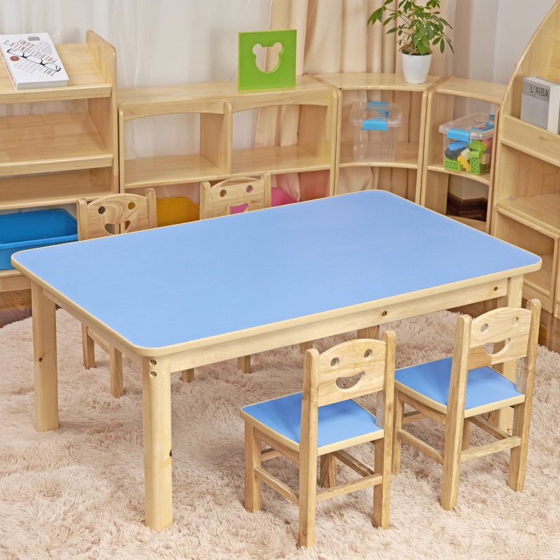 幼儿园实木桌椅装儿童加宽学习写字长方桌早教培训机构美术桌子
