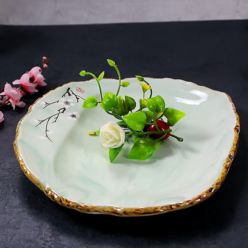 精厨坊酒店餐厅意境菜创意餐具农家乐特色个性石边圆盘小馆餐具