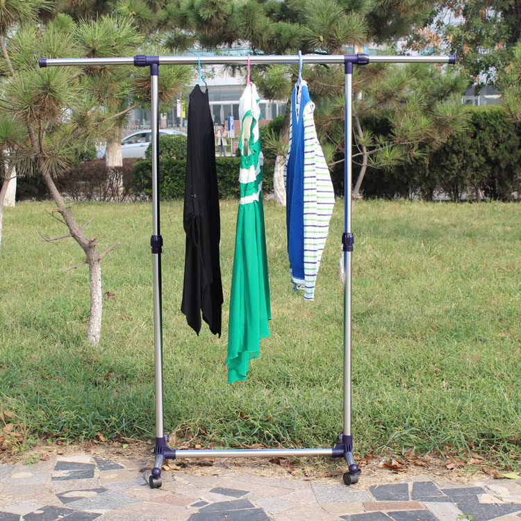 不锈钢单杆晾衣架 落地双杆加厚晒衣架伸缩室内外 挂衣架 凉衣架