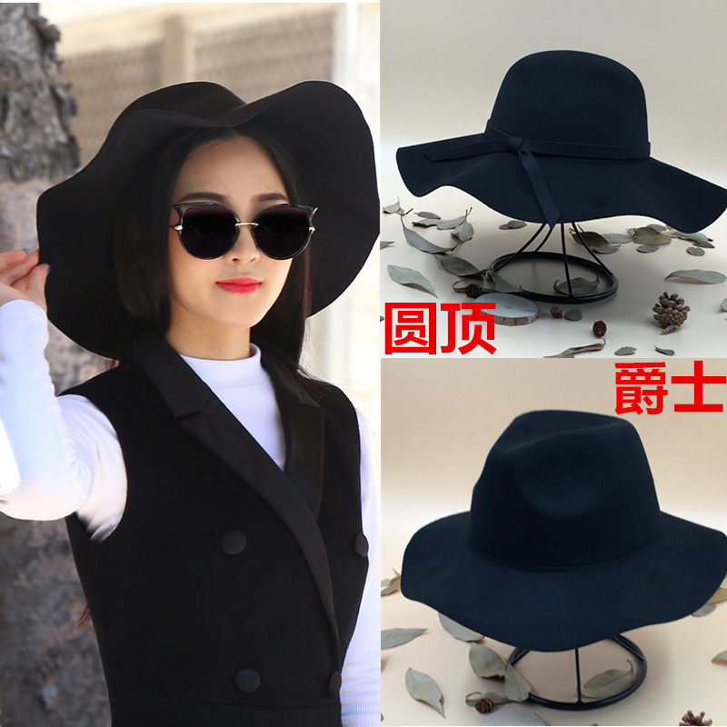 帽子女冬天韩国秋冬季复古百搭礼帽黑色大沿英伦时尚毛呢帽韩版潮,服饰配件/皮带/帽子/围巾,帽子,淘宝优惠券,粉丝福利购,淘宝优惠卷