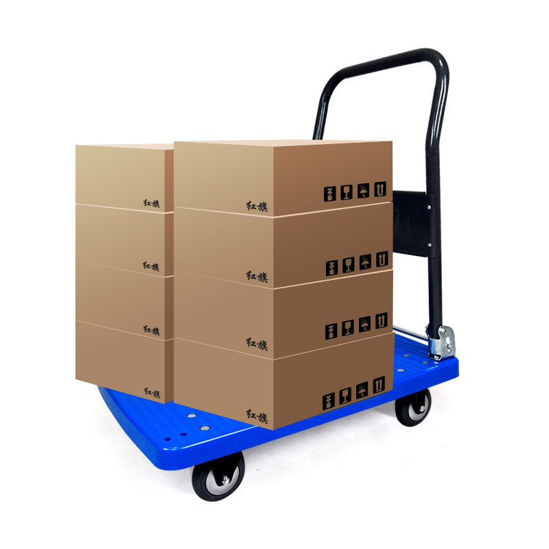 红旗加厚折叠静音小推车拉货车平板车拖车推货车平板购物搬运车板