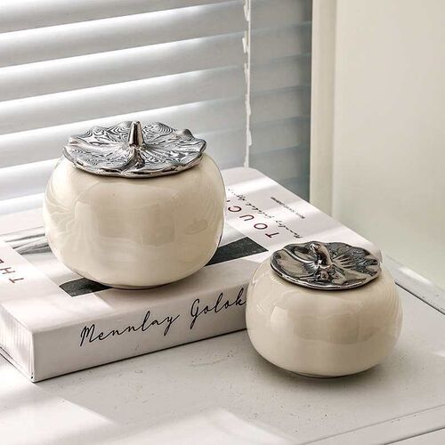 Nordic Style Ceramic Savings Pot Persimmon Ruyi High Color V