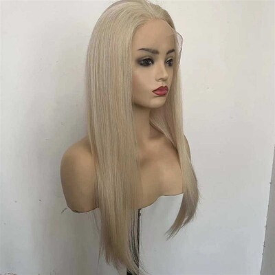 ash blonde #22 Color 4X4 closure Wig浅金色真人发波波头套代发