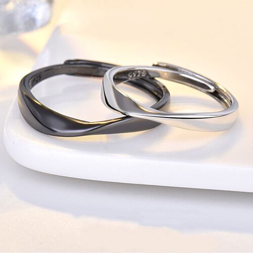 New Fashion Black White Smooth Couple Ring Classic Sun Moon
